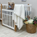 Paturica bebe Deluxe din bumbac si tesatura minky alb (1)